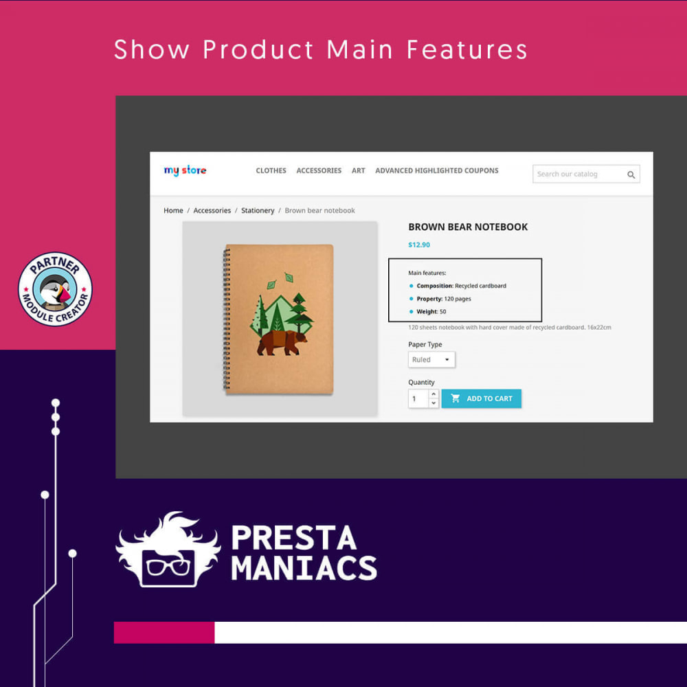 Module Show Product Main Features
