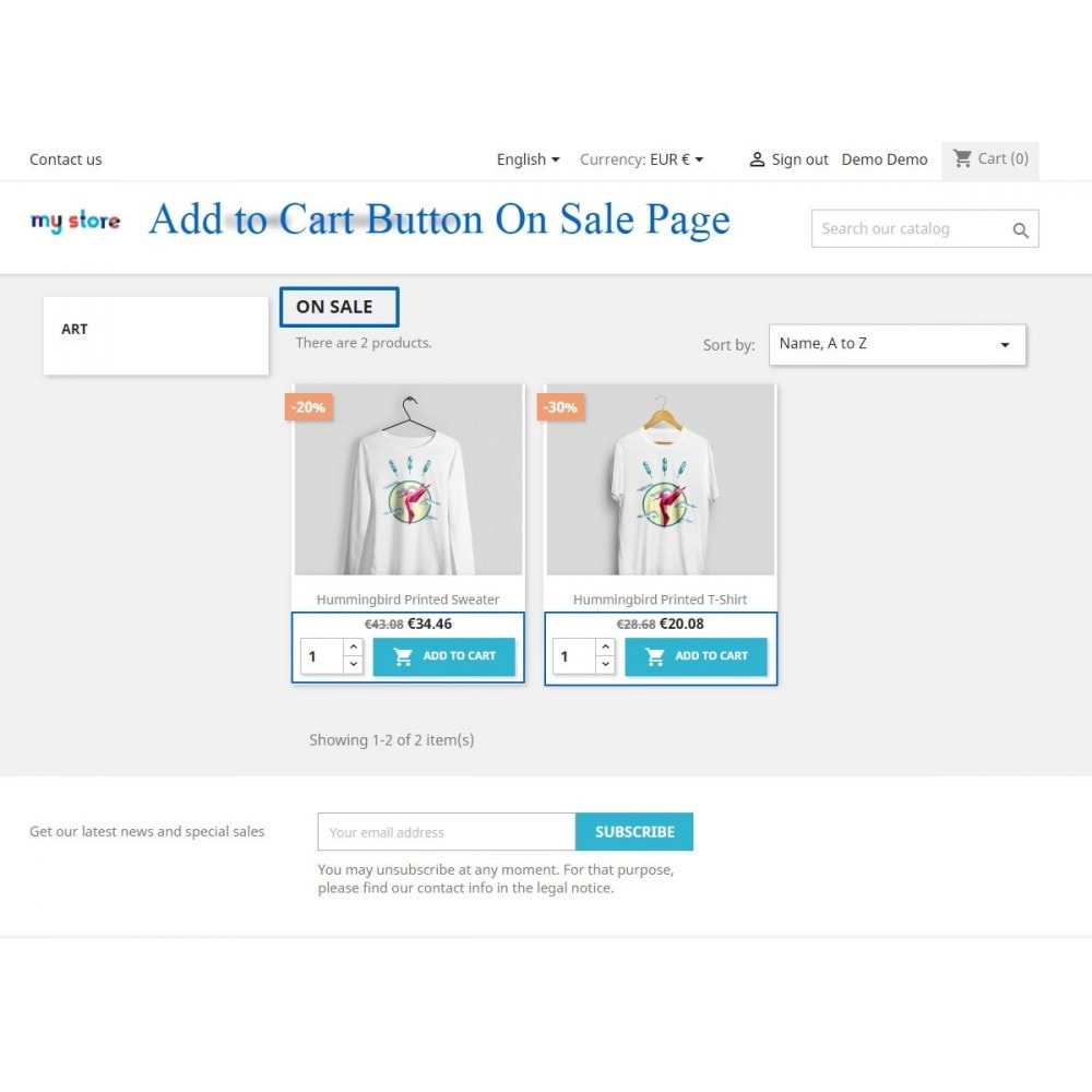 Module Show add to cart button product list / category page