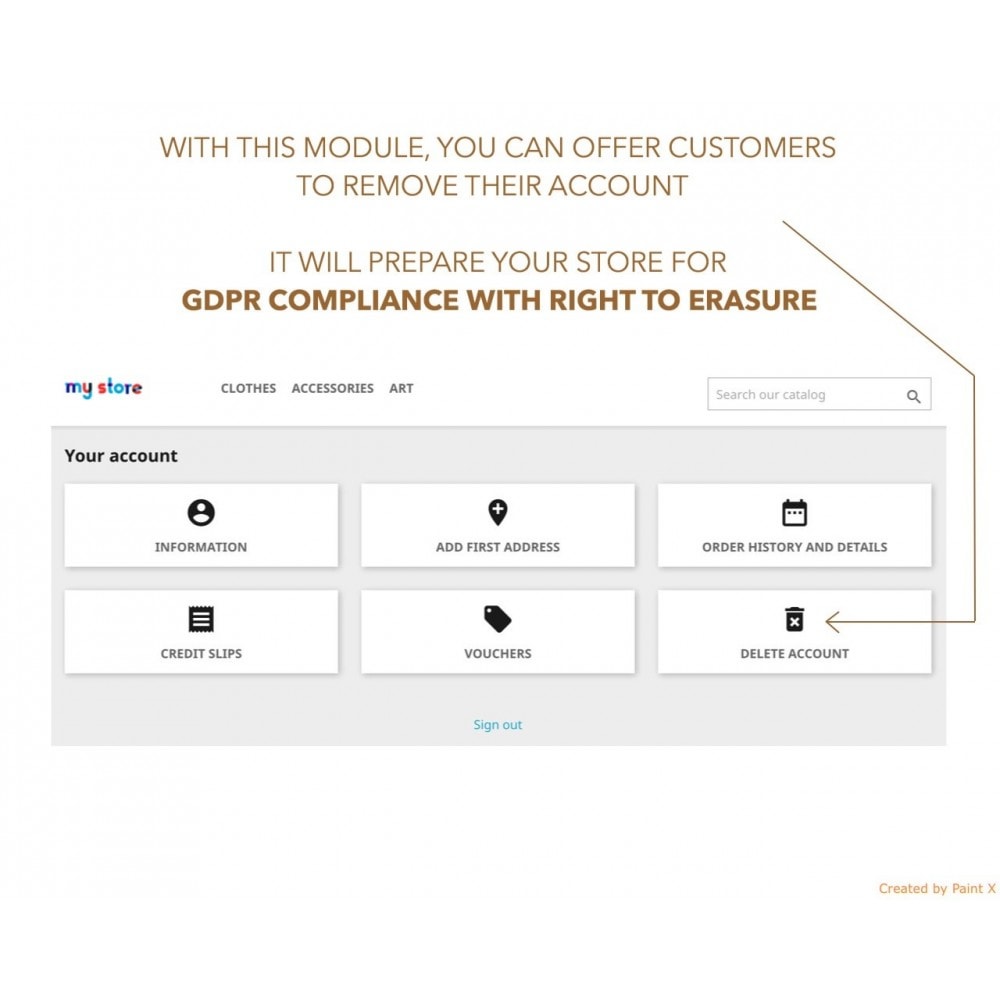 Module Suppression GDPR du compte avec des options avancées