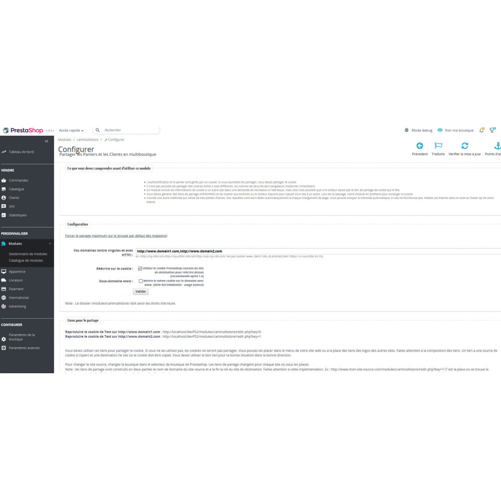 Module Partager les Paniers et les Clients en Multiboutique