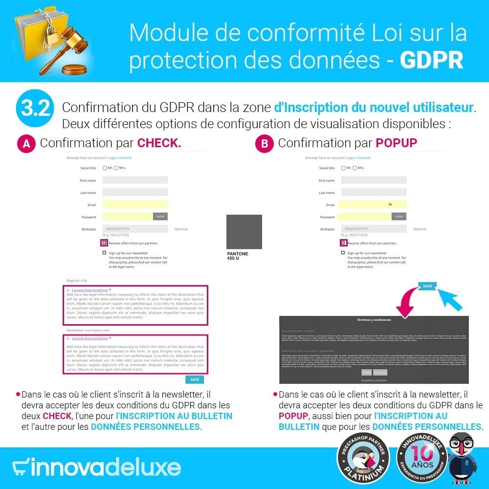 Module Conformité à la Loi sur la protection des données RGPD