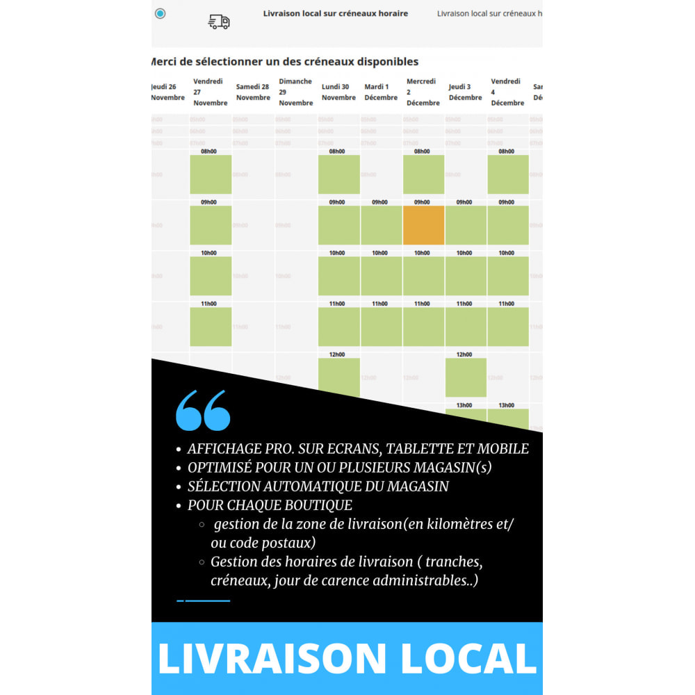 Module Livraison locale sur créneaux par code postaux