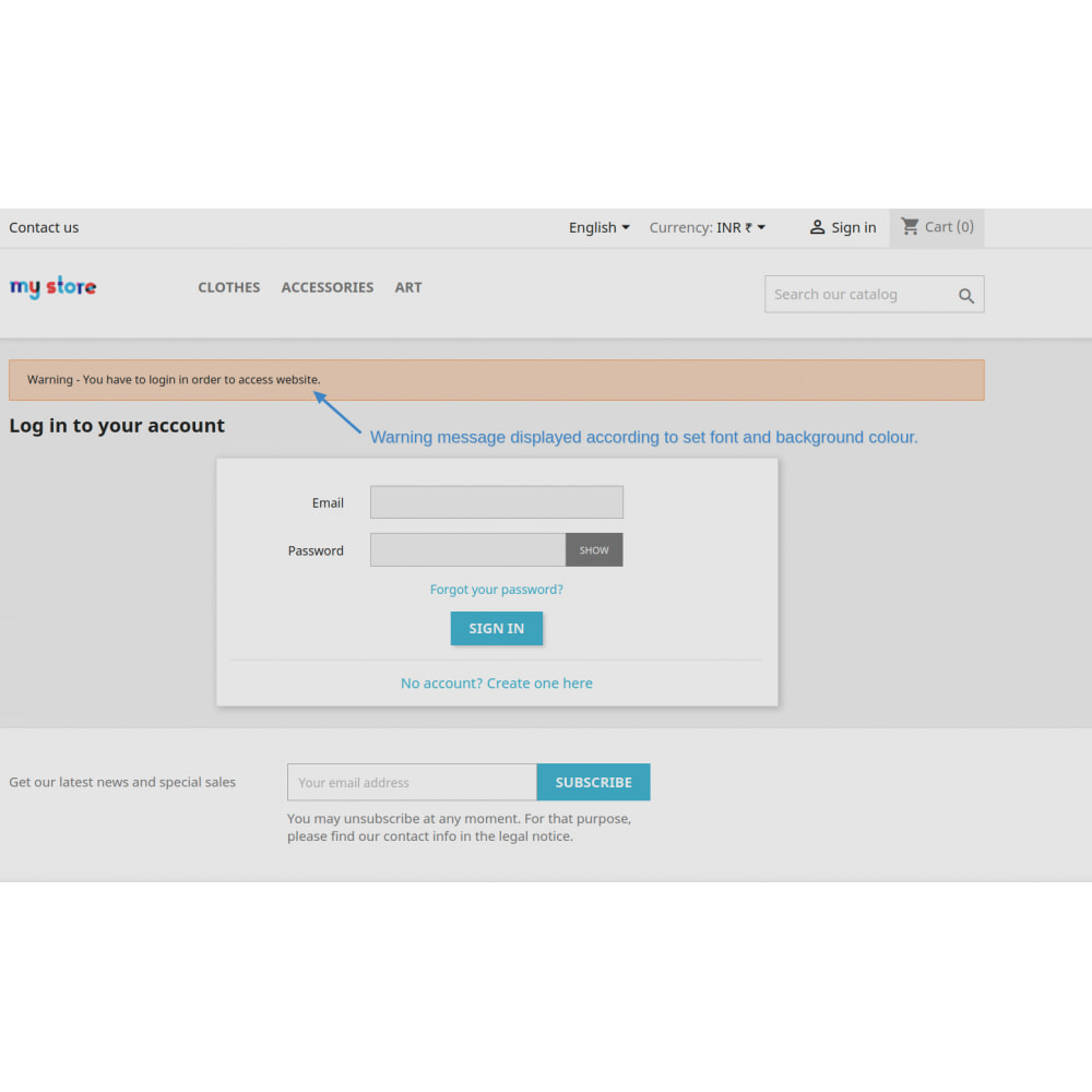 Module Redirect a visitor to login before accessing the store