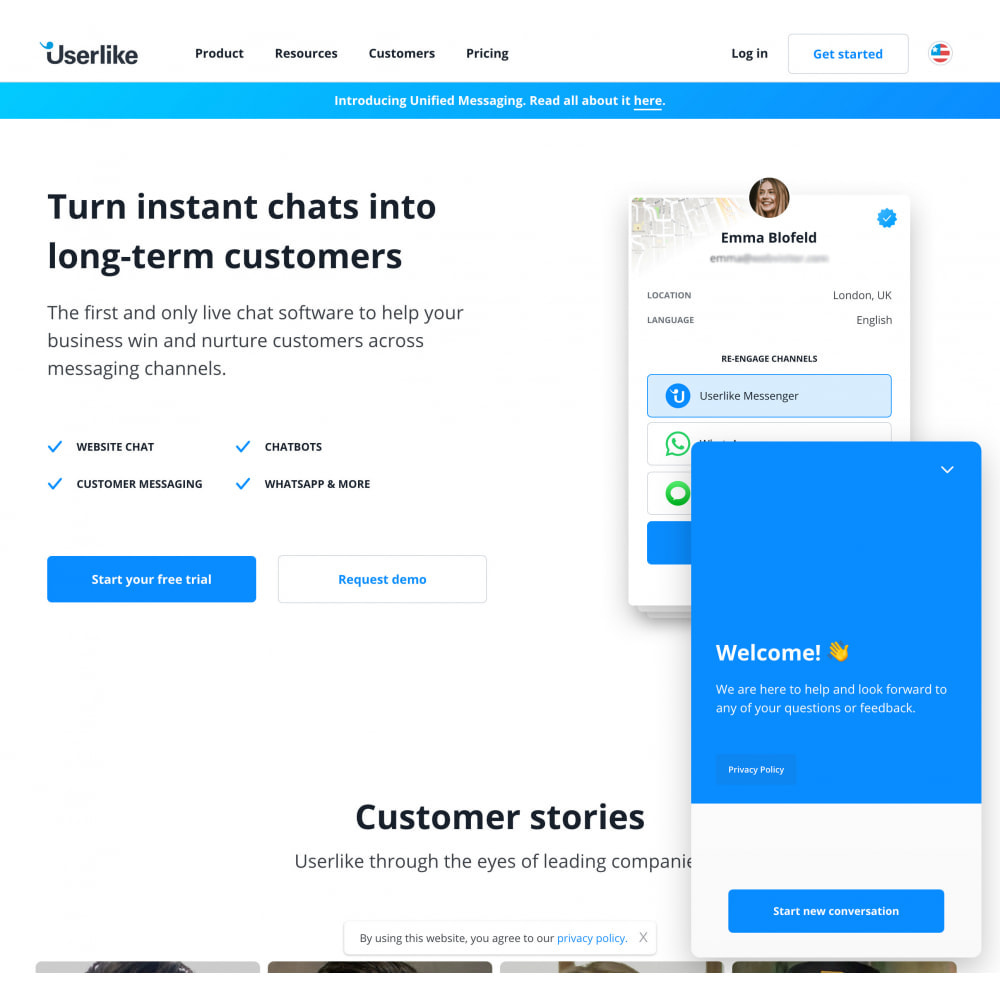 Module Userlike Live Chat and Messaging with free plan