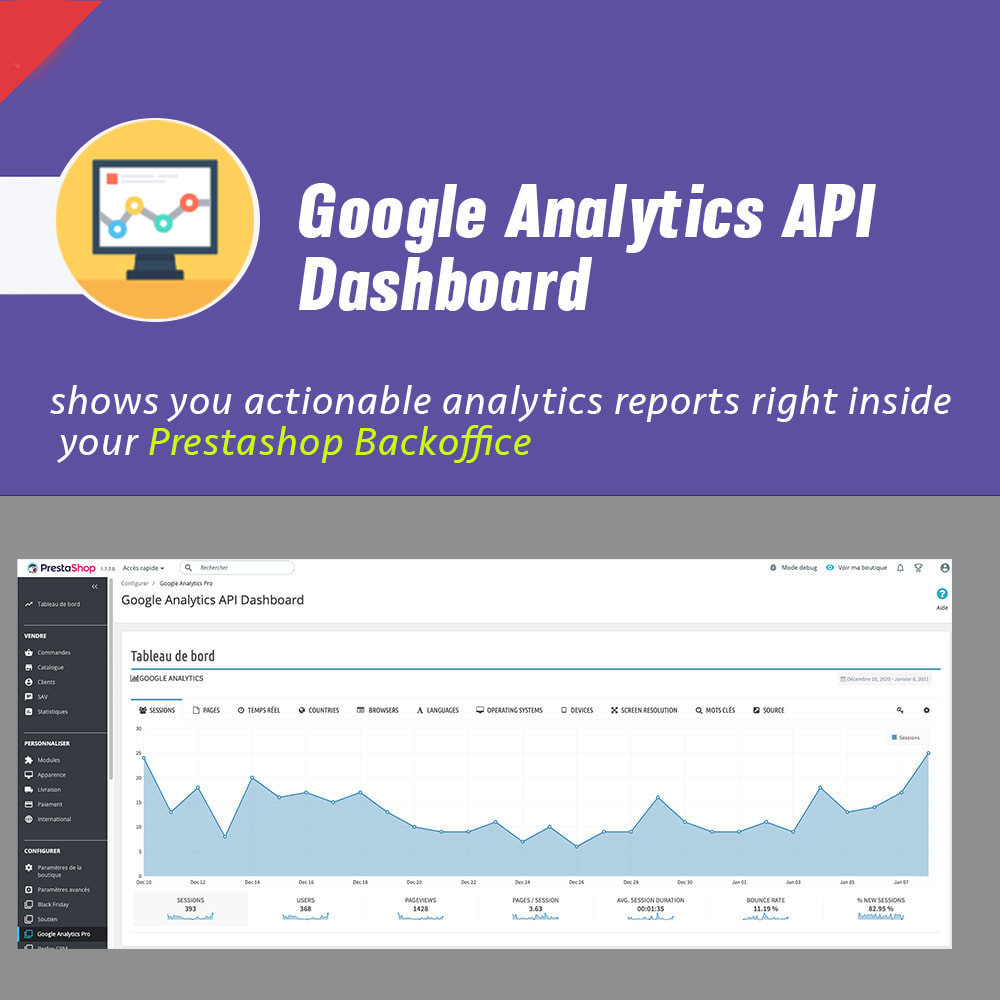 Module Google Analytics API Dashboard