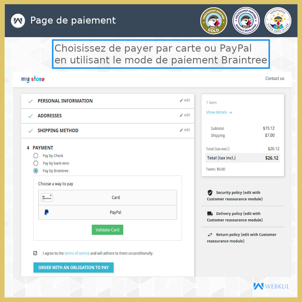 Module Méthode de paiement Braintree - Récurrent