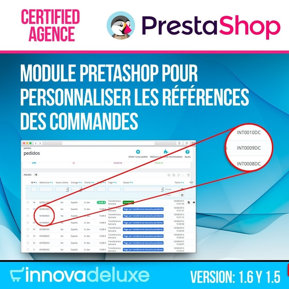 Module Personnalisation de la référence des commandes