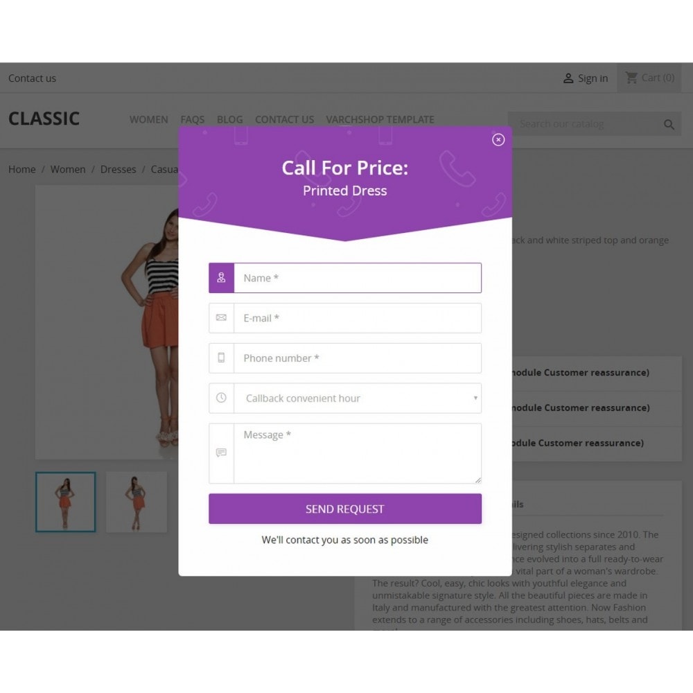 Module Call For Price + Call Back Product Button