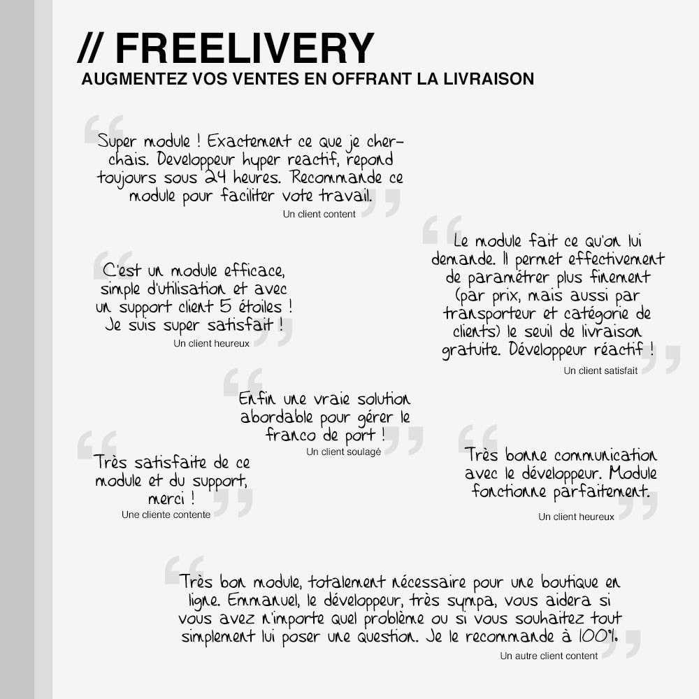 Module Freelivery : Frais de port gratuits