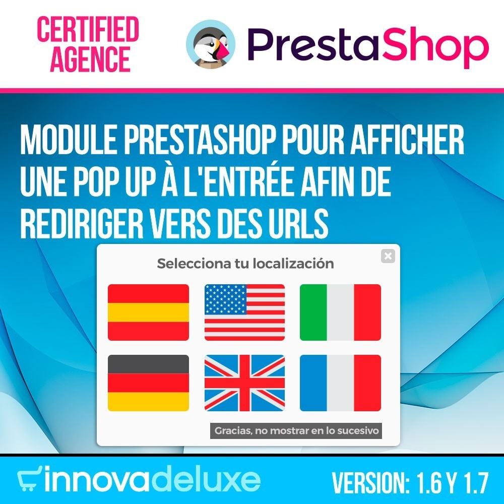 Module Pop up avec drapeaux (redirection vers d'autres sites)