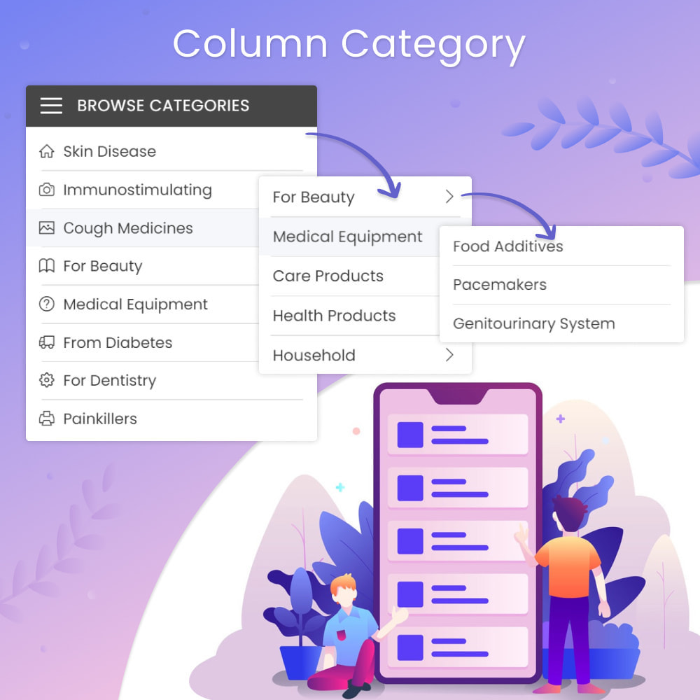 Module Menu & Category Vertical in Column