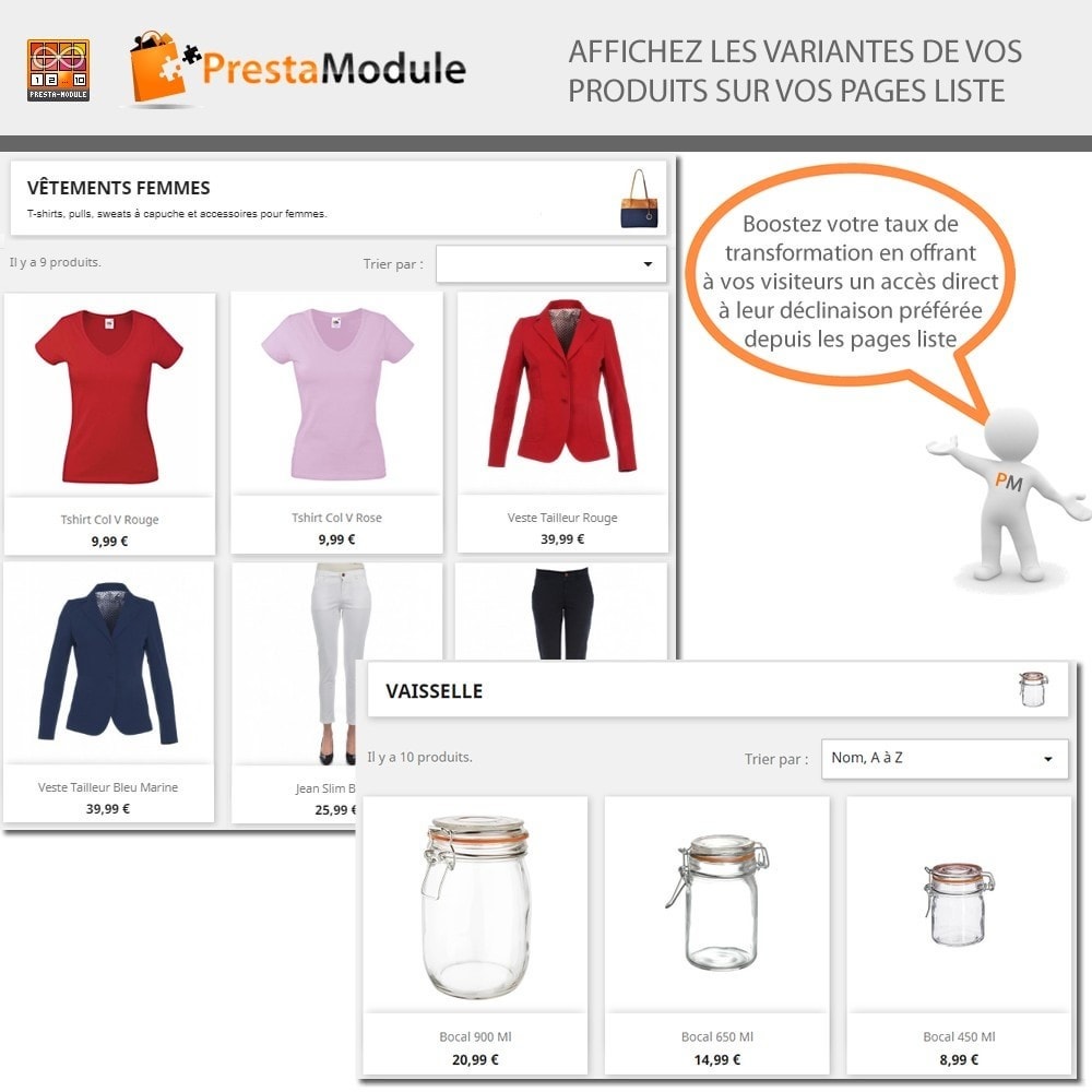 Module Products by Attributes: Afficher déclinaisons-attributs
