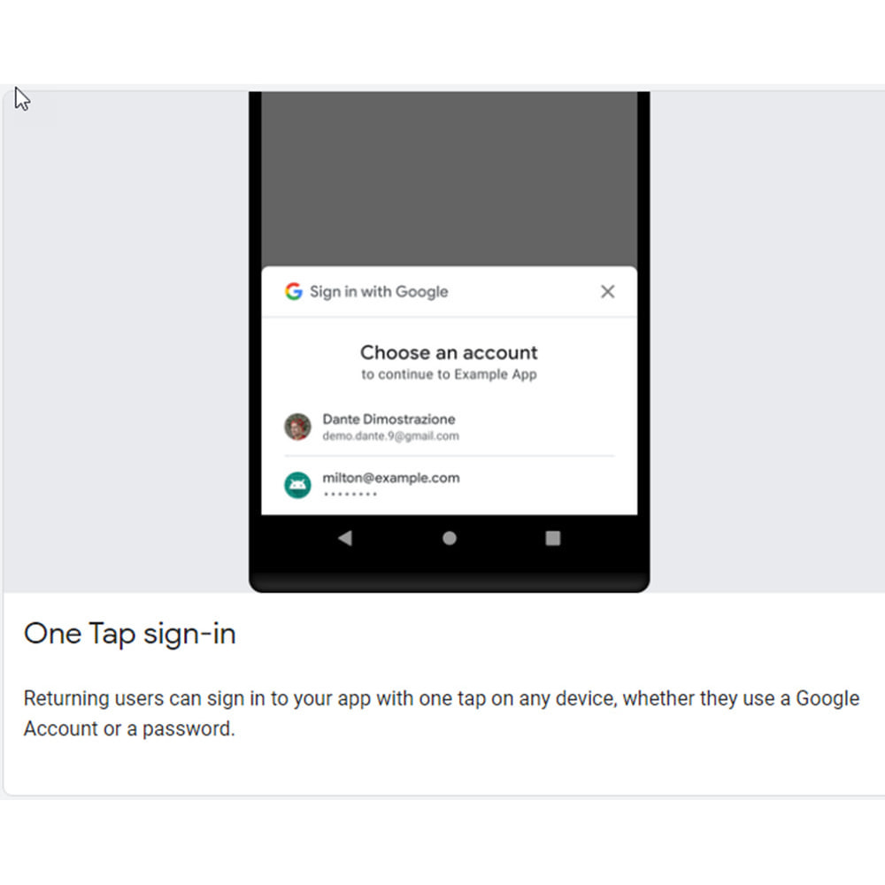 Module Google One Tap sign-in and sign-up
