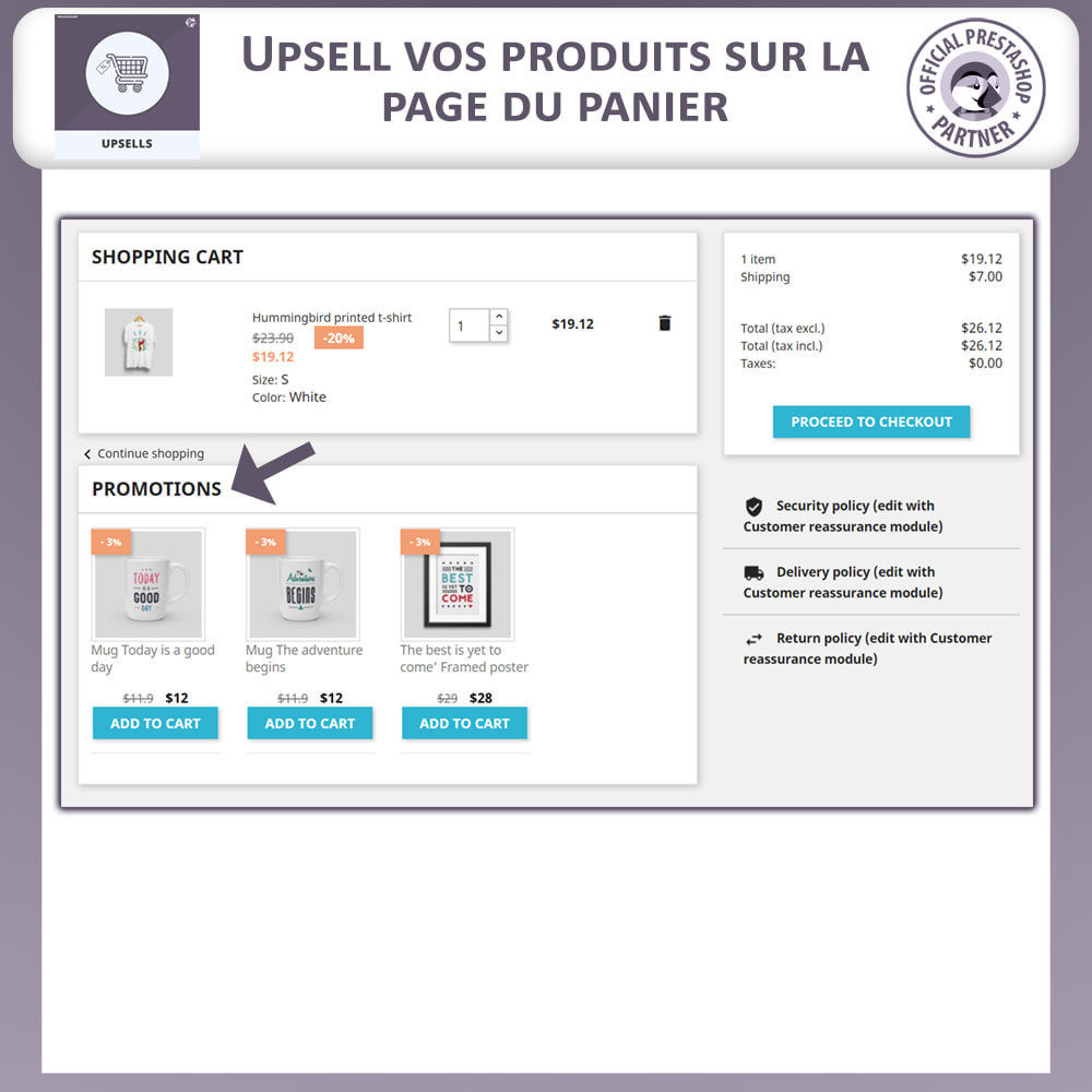 Module Upsell Products - Push on Cart