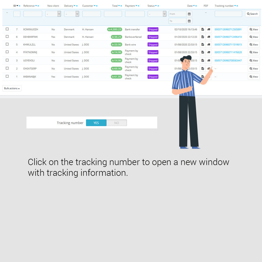 Module Lookup by tracking number, phone, invoice, e-mail etc.