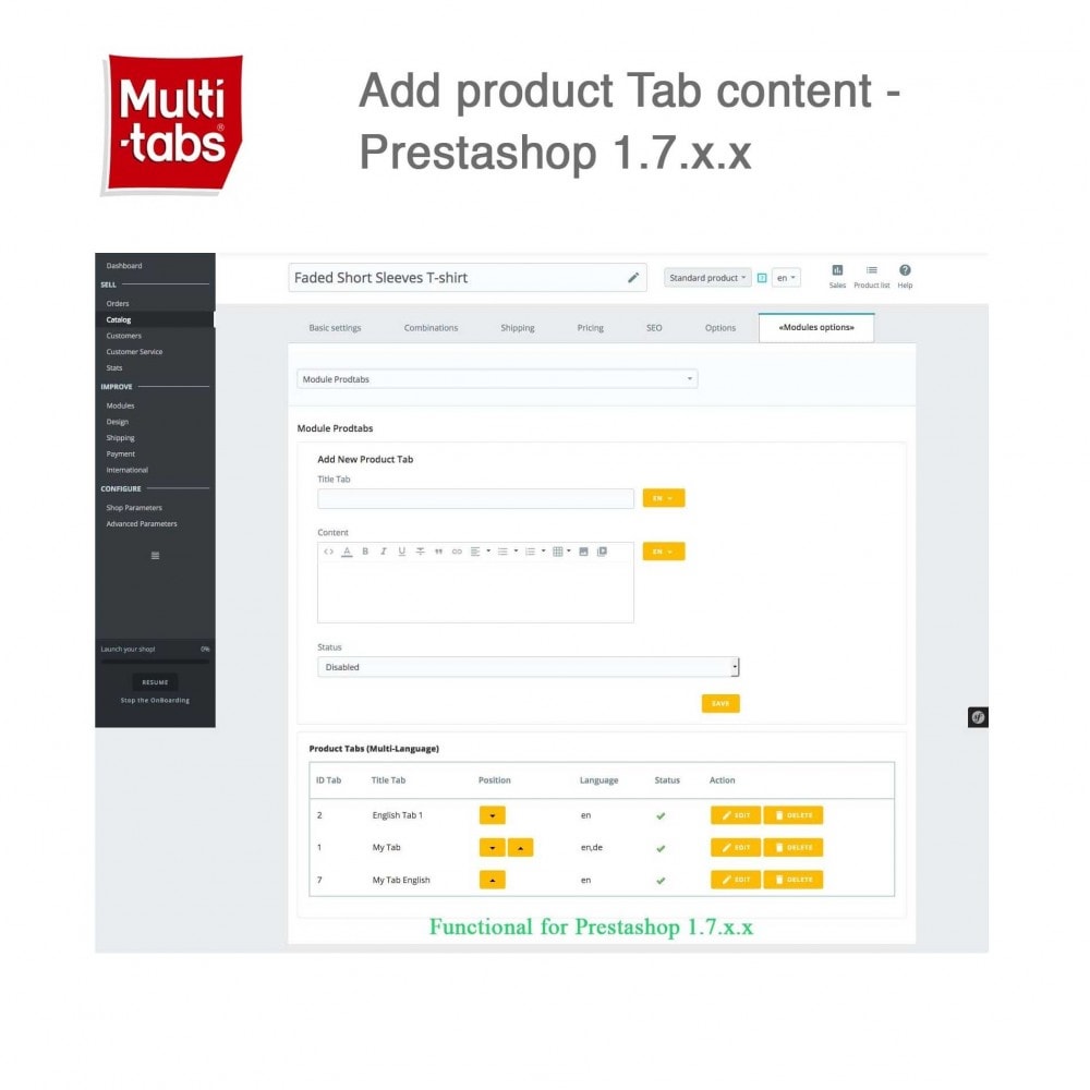 Module Product Tabs (multilingue, réactif, 12 styles)