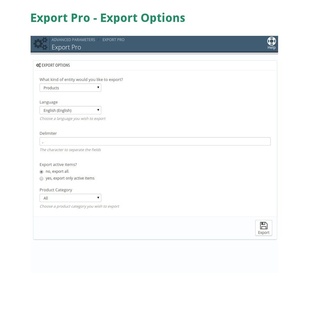 Module Export Pro - Products, Combinations, Orders, etc.