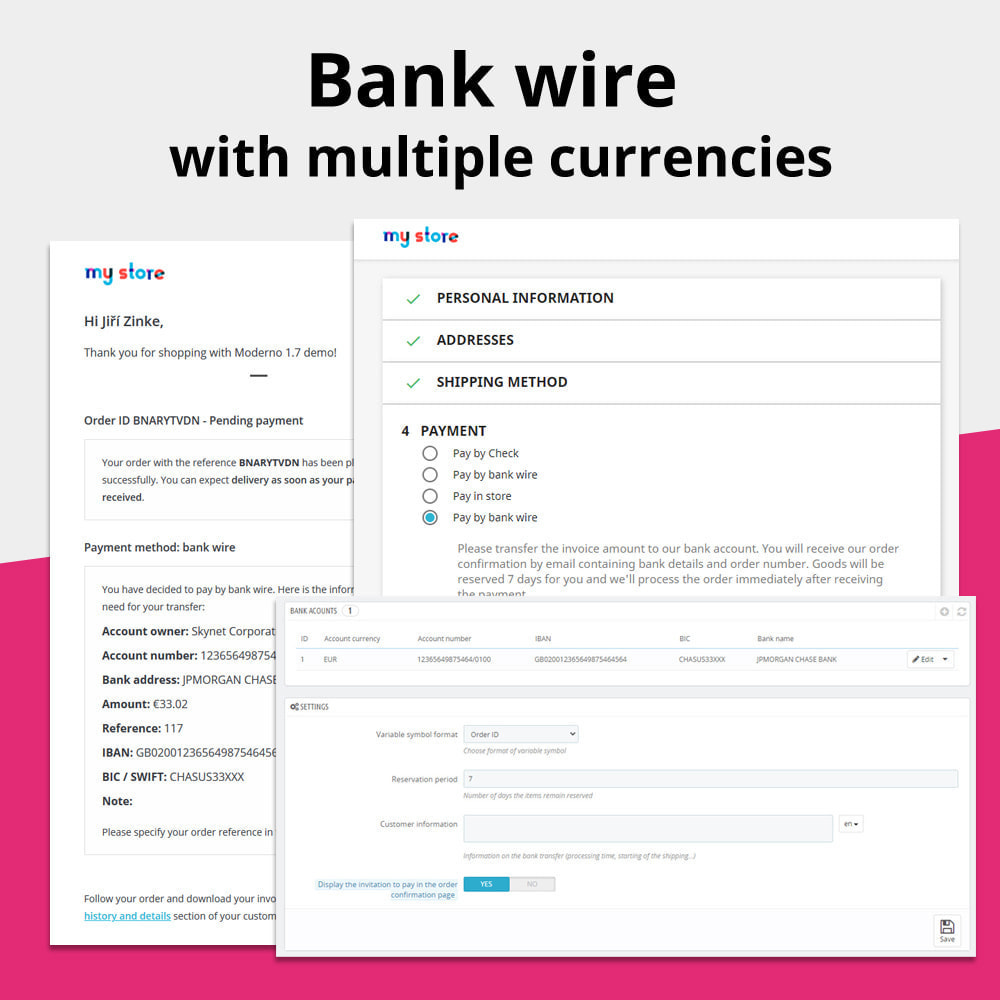 Module Bank wire with more accounts per currency