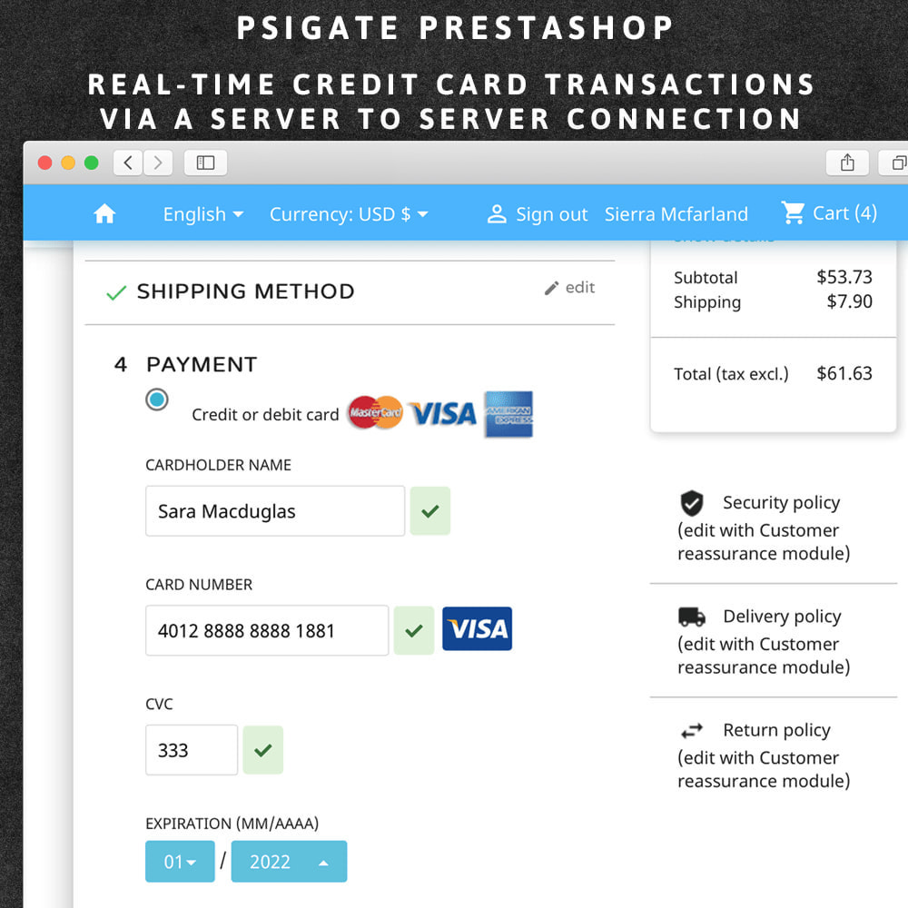 Module PsiGate credit card transactions API