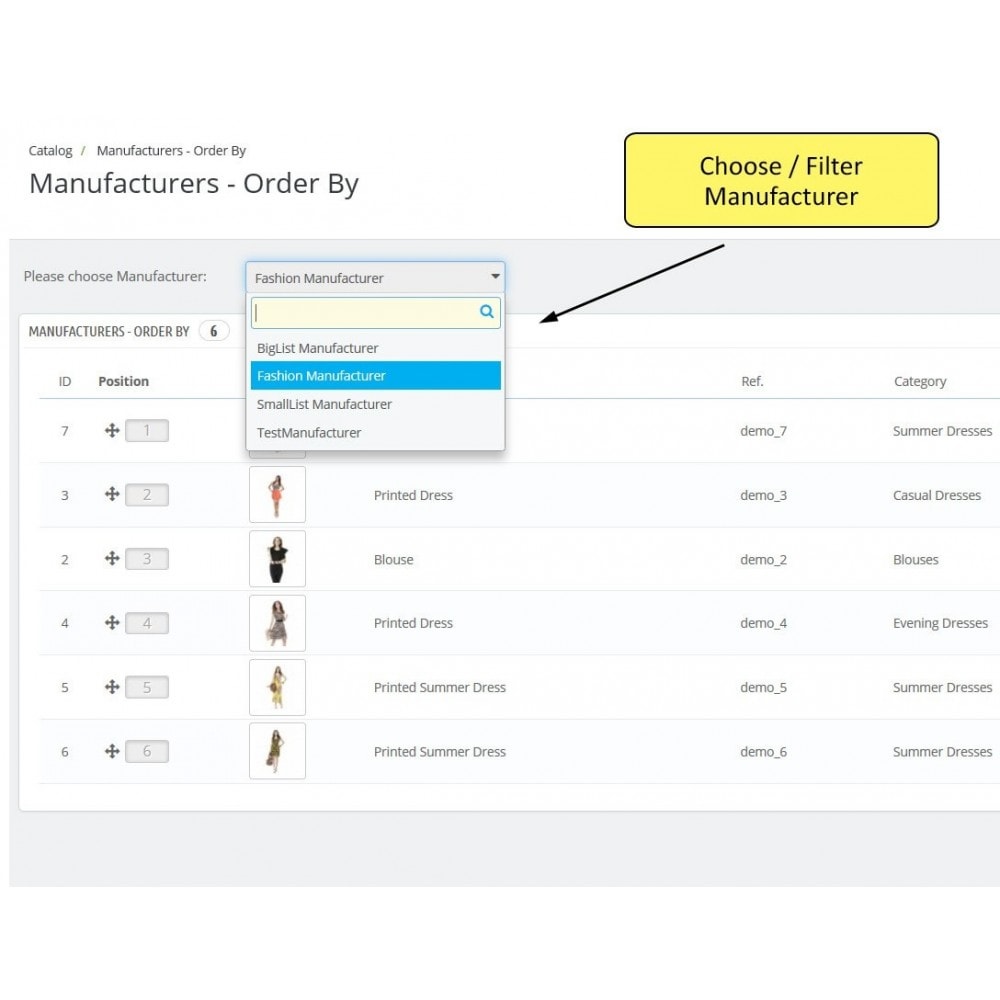 Module InBrandSort - Sort products in Brand list