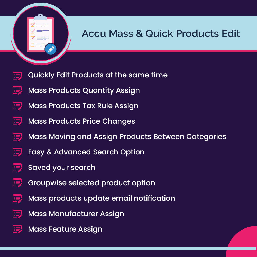 Module Accu Mass & Quick Products Edit