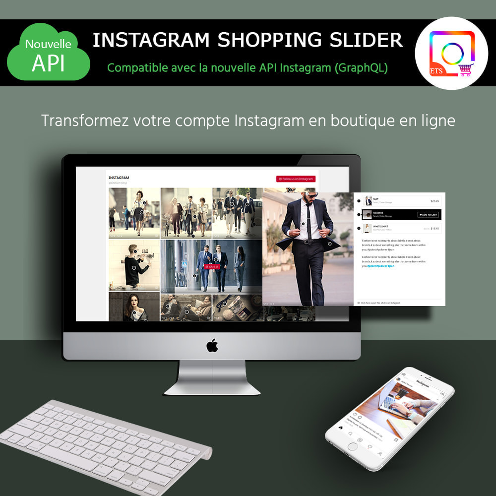Module INS Shopping Slider - Intégration de réseau social