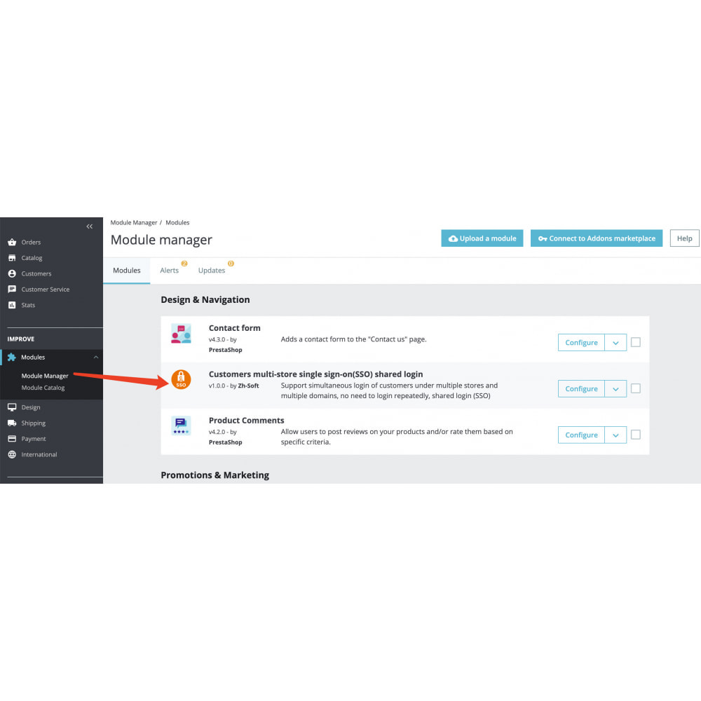 Module Customers multi-store single sign-on(SSO) shared login