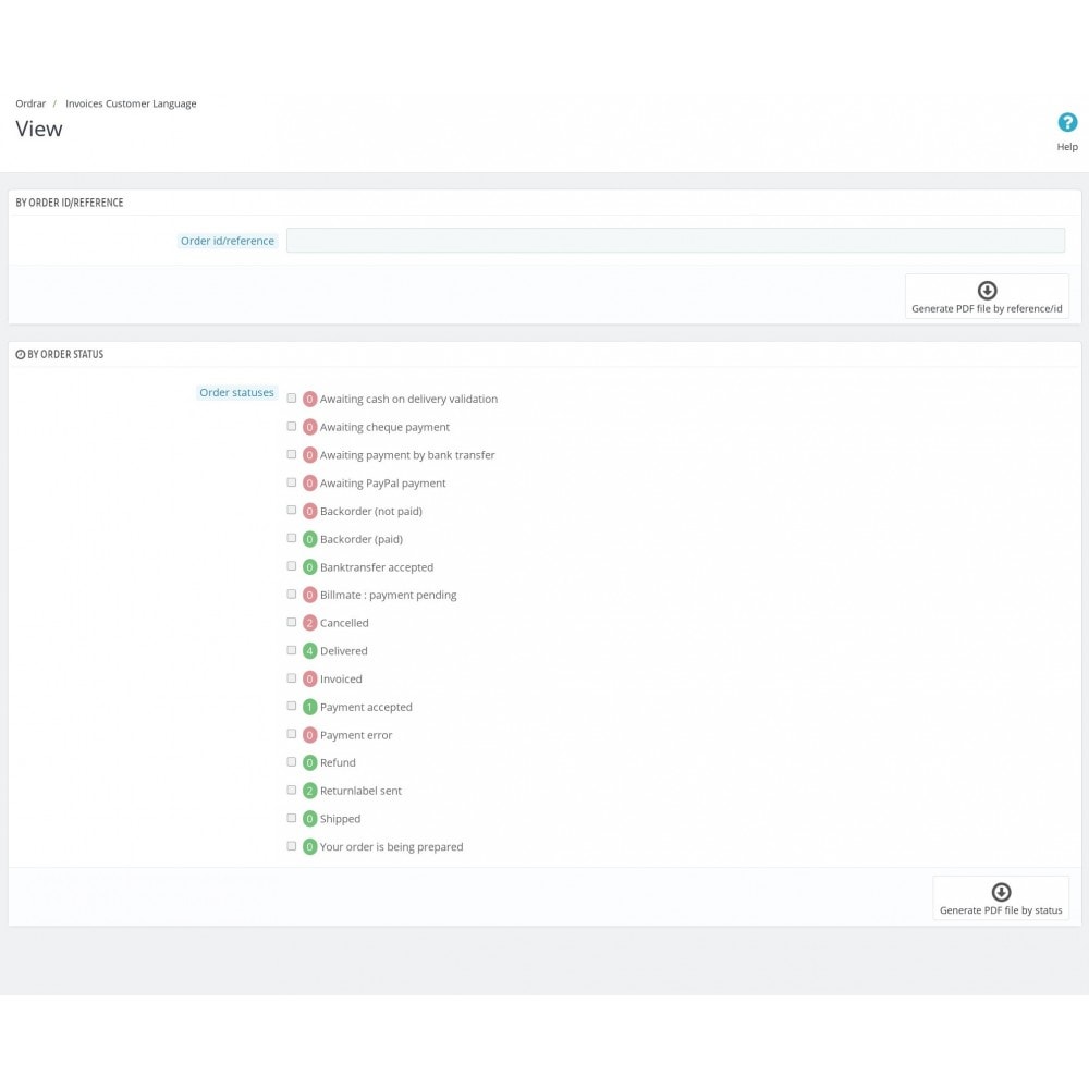 Module Invoices in Customers Language