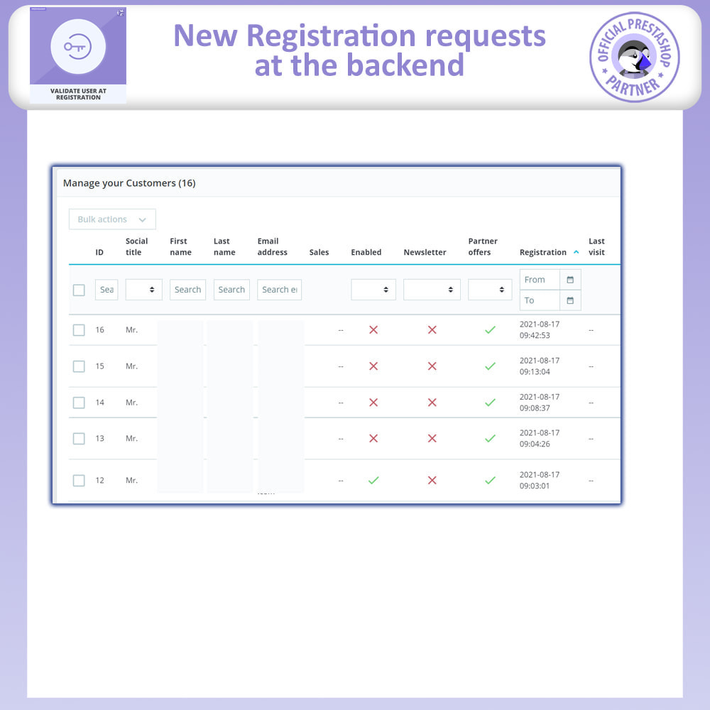Module Validate New Users at Registration
