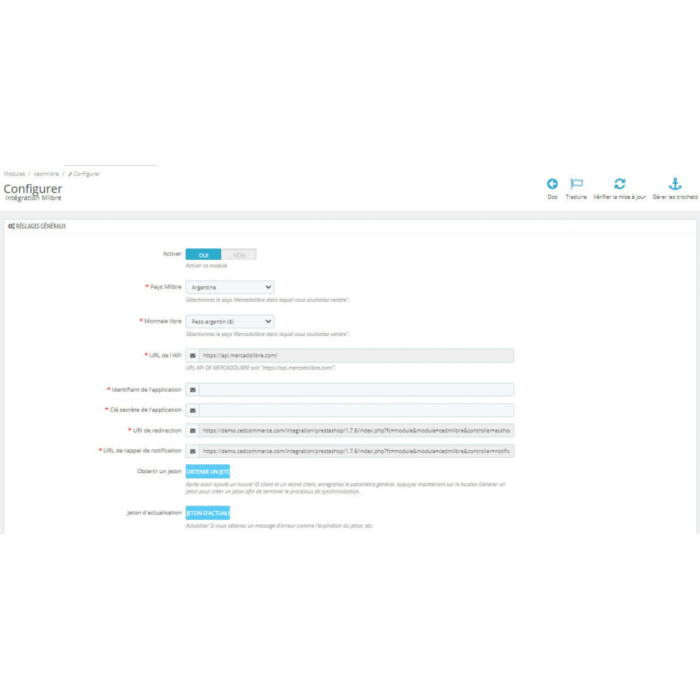 Module Intégration CedCommerce MercadoLibre