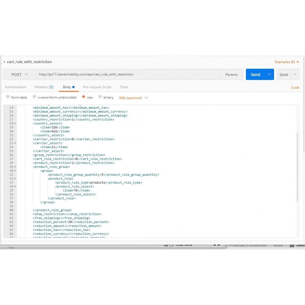 Module Discount rules with conditions using Api