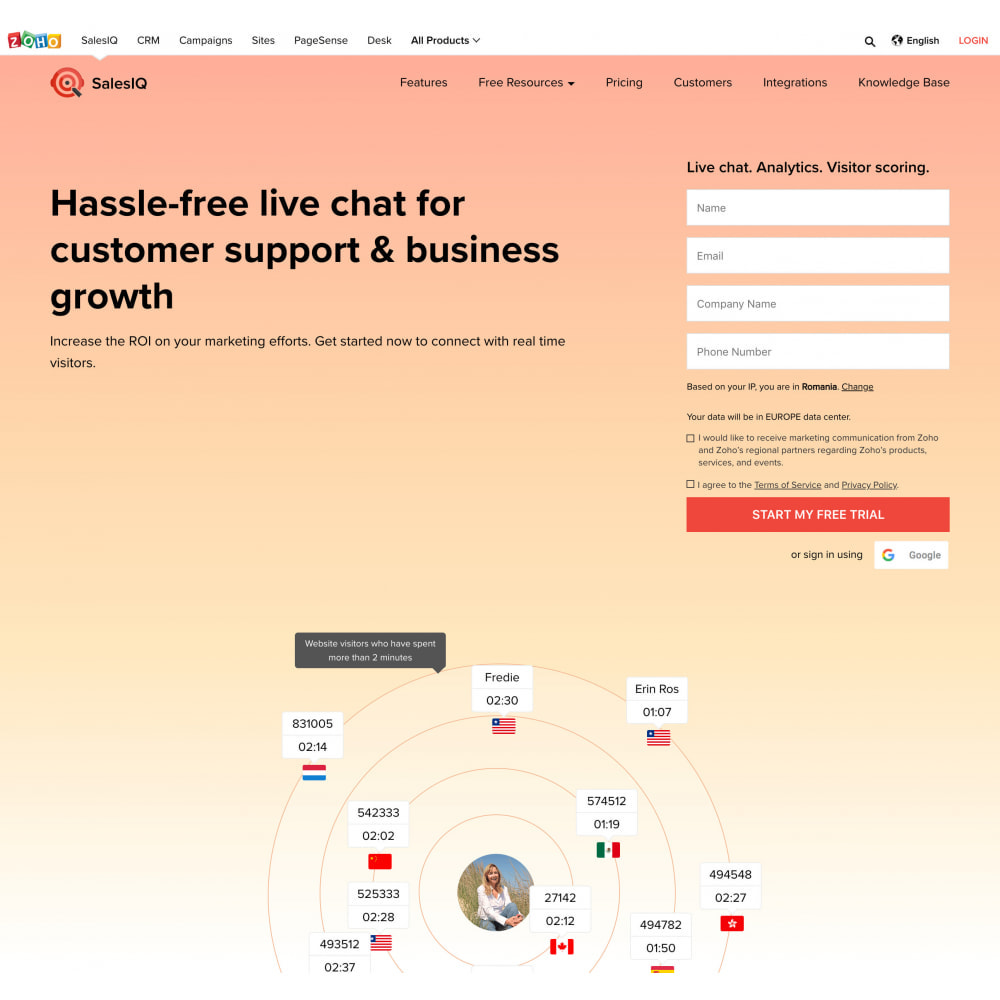 Module Zoho SalesIQ Live Chat Customer Support with free plan