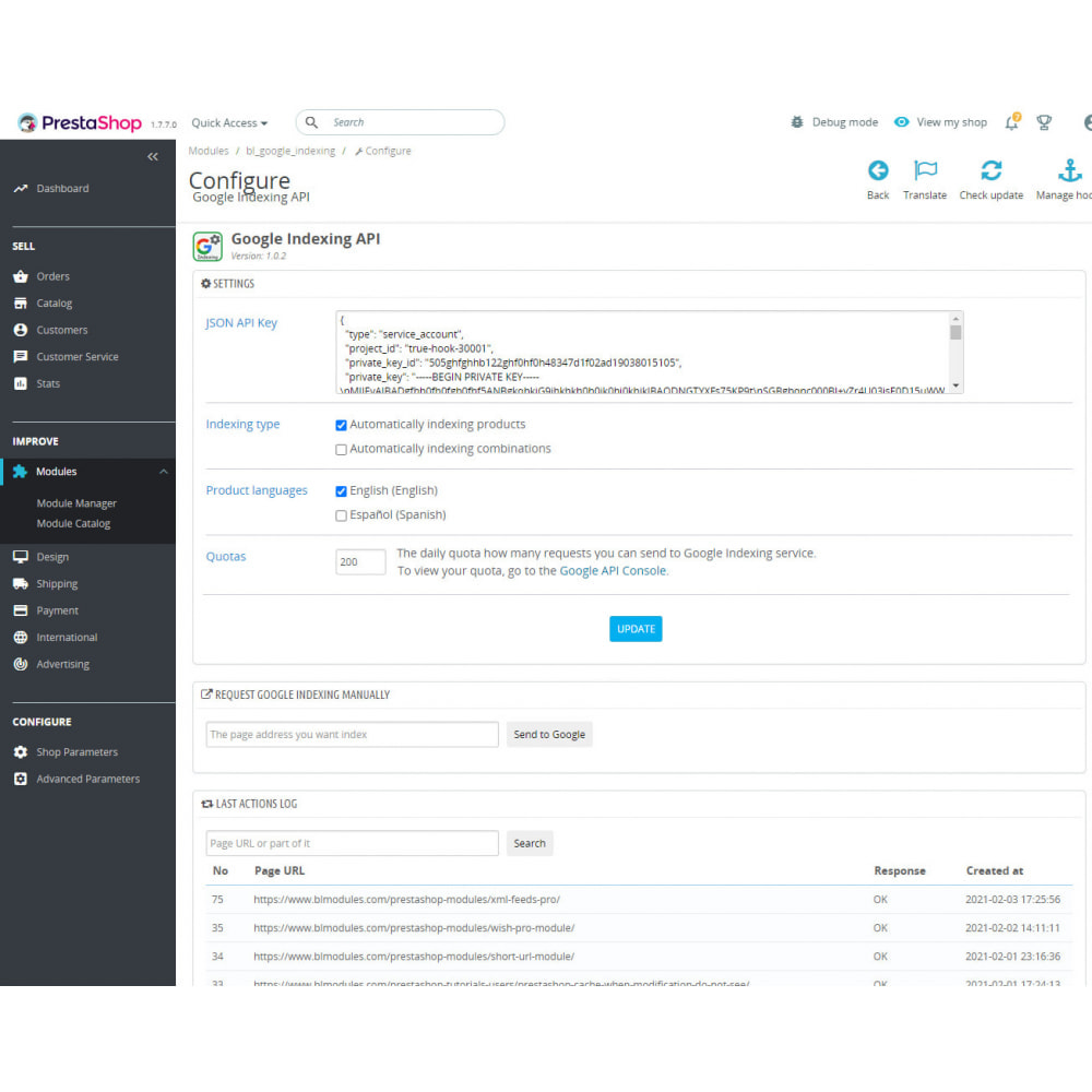 Module Google Indexing API