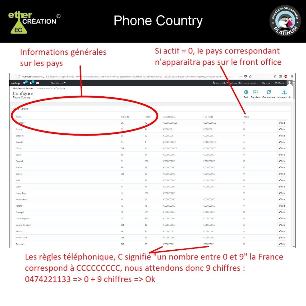 Module Converti/Vérifie numéro de téléphone à l'international