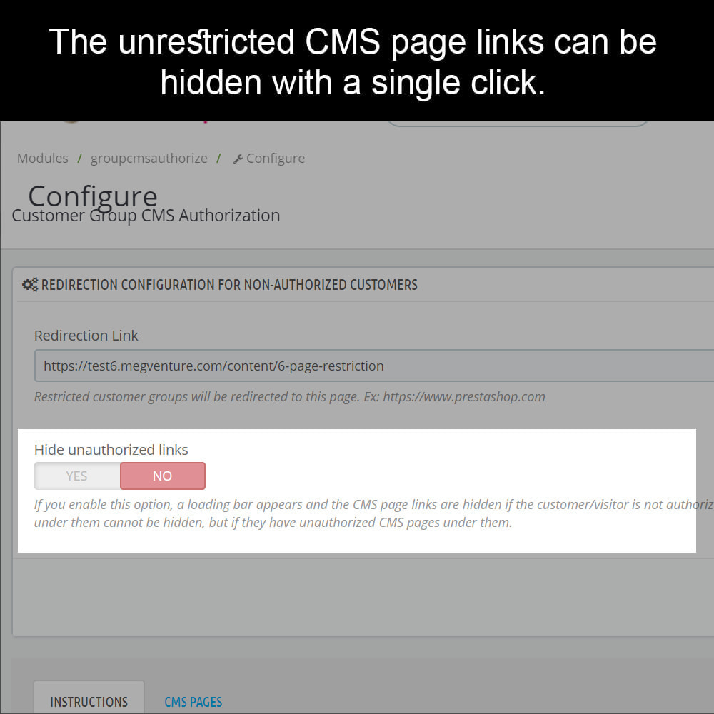 Module Private CMS - Customer Group CMS Authorization