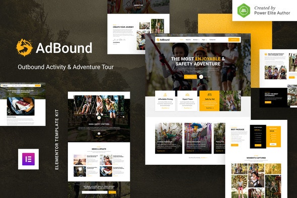 AdBound – Outbound Activity &amp; Adventure Tour Elementor Template Kit