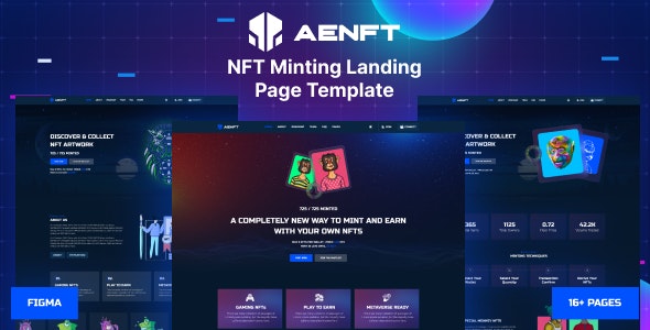 Aenft - NFT Minting or Collection Landing Page Figma Template