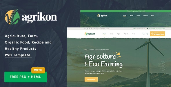 Agrikon - PSD Template For Agriculture Farm &amp; Farmers