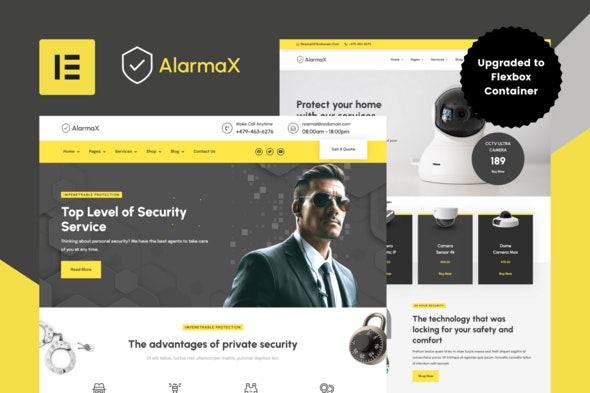 Alarmax - Security Services &amp; Alarm Installation Elementor Template Kit