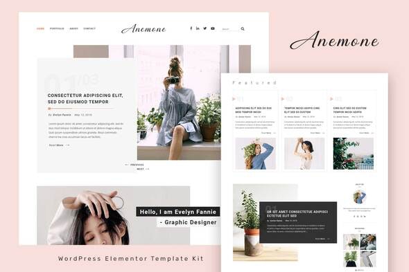 Anemone - Blog &amp; Magazine Elementor Template Kit