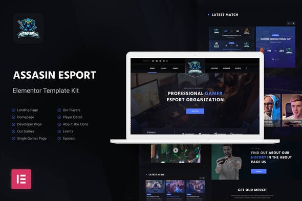 Assasin | eSport &amp; Gaming Elementor Template Kit