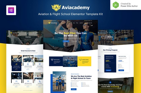 Aviacademy – Aviation &amp; Flight School Elementor Template Kit