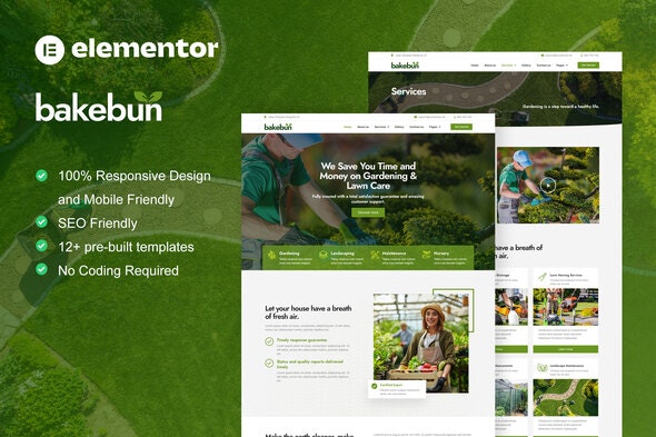 Bakebun - Landscape &amp; Gardening Elementor Template Kit