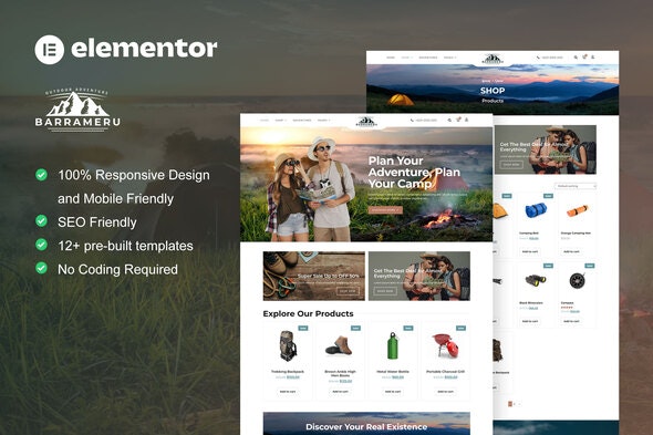 Barrameru - Outdoor Adventure Camping Store Elementor Pro Template Kit
