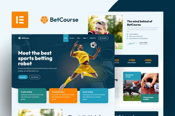 BetCourse - Sports Betting &amp; Prediction Course Elementor Template Kit