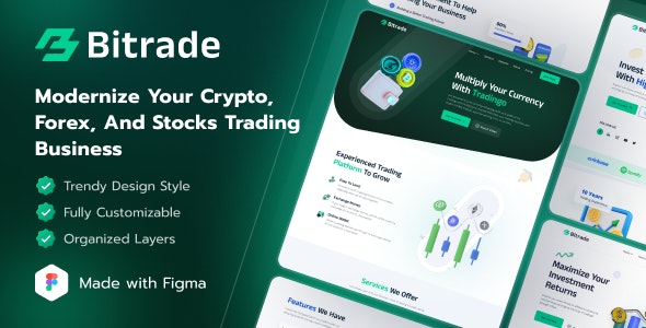 Bitrader - Crypto, Stock and Forex Trading Business Figma UI Template