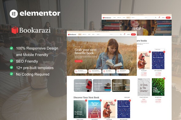 Bookarazi - Author &amp; Publisher Elementor Template Kit