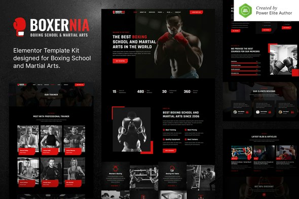 Boxernia – Boxing School &amp; Martial Arts Elementor Template Kit