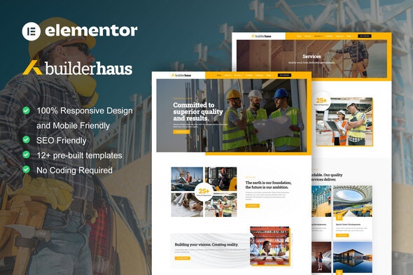 BuilderHaus - Construction Company Elementor Pro Template Kit