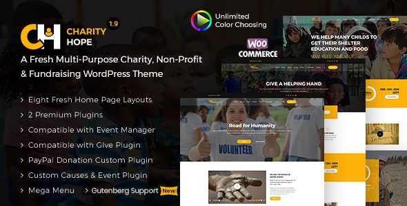 Charity Hope - Non-Profit &amp; Fundraising WordPress Charity Theme